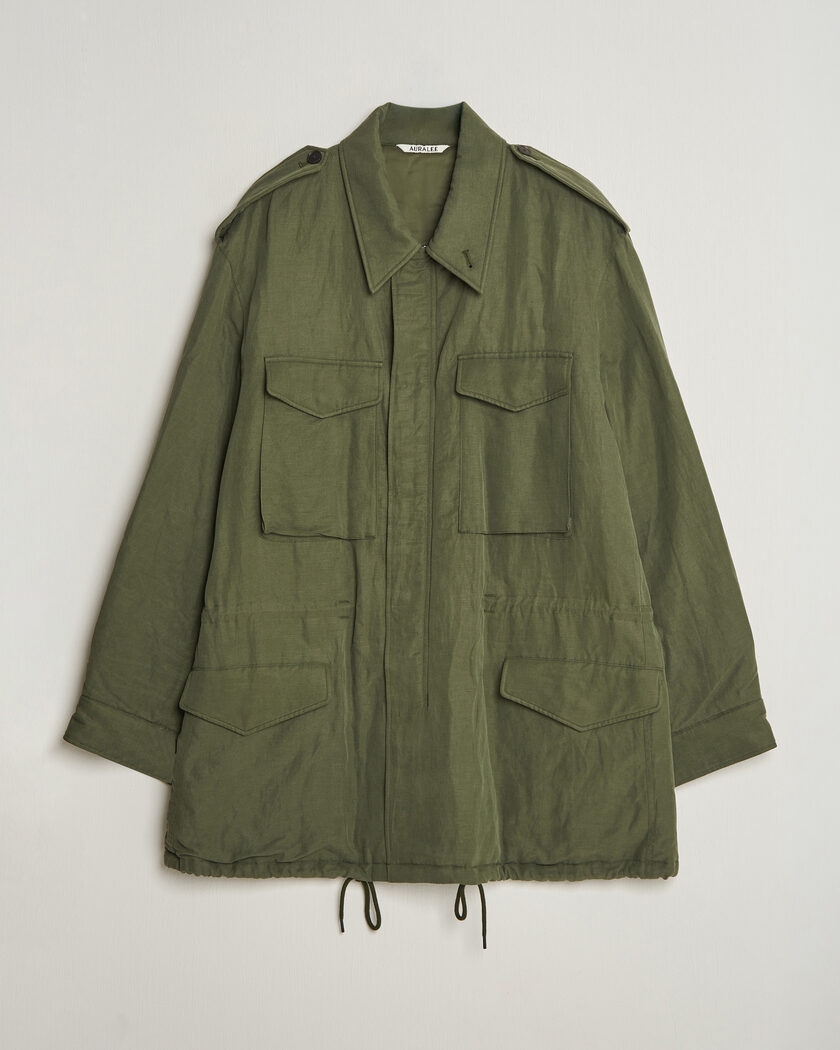 Auralee Wool Tweed Chesterfield Coat Khaki at CareOfCarl.com