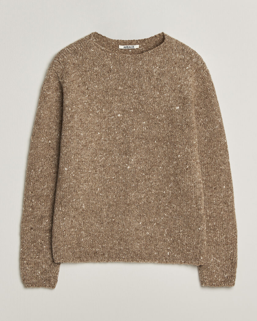 Auralee Homespun Tweed Knit Pullover Top Brown – Brown