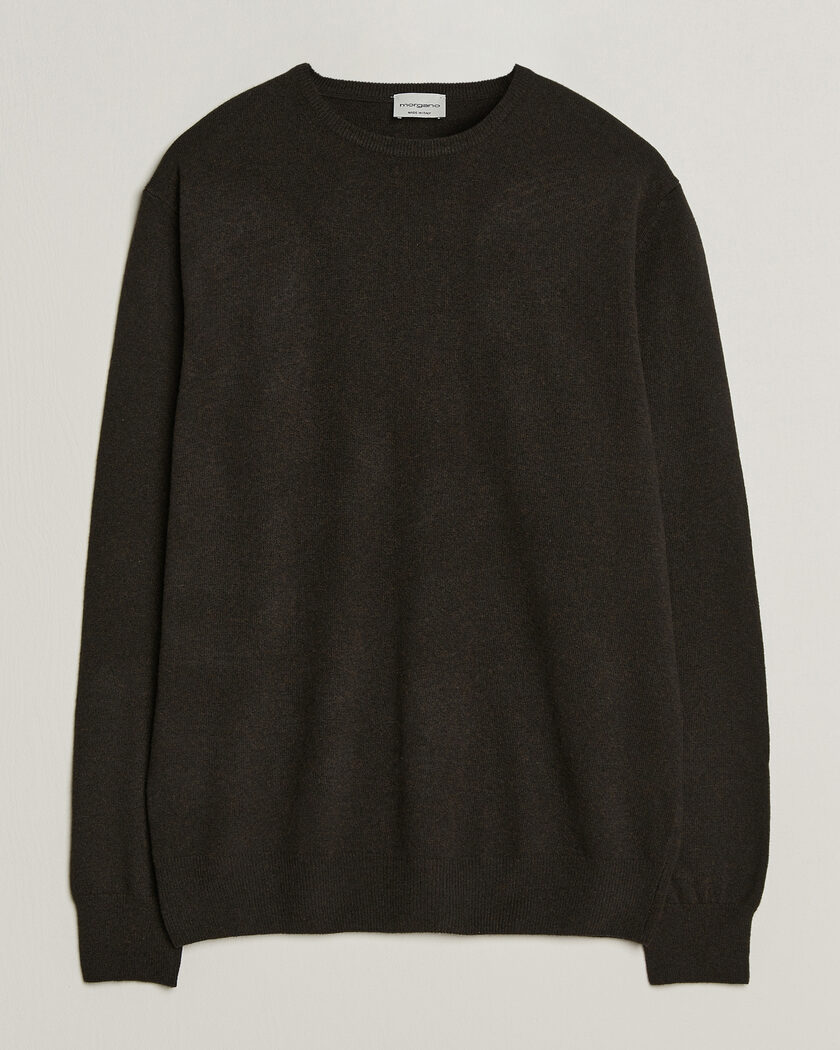 Morgano Wool/Cashmere Crewneck Dark Brown – Brown