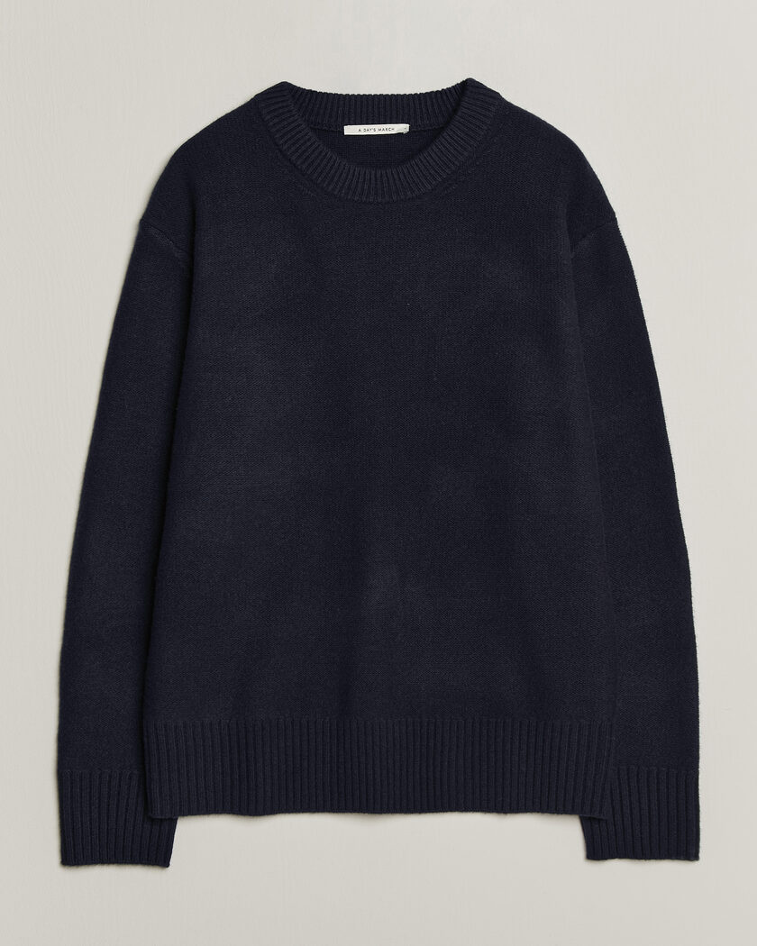 A Day's March Tietar Boiled Merino Sweater Navy – Blue