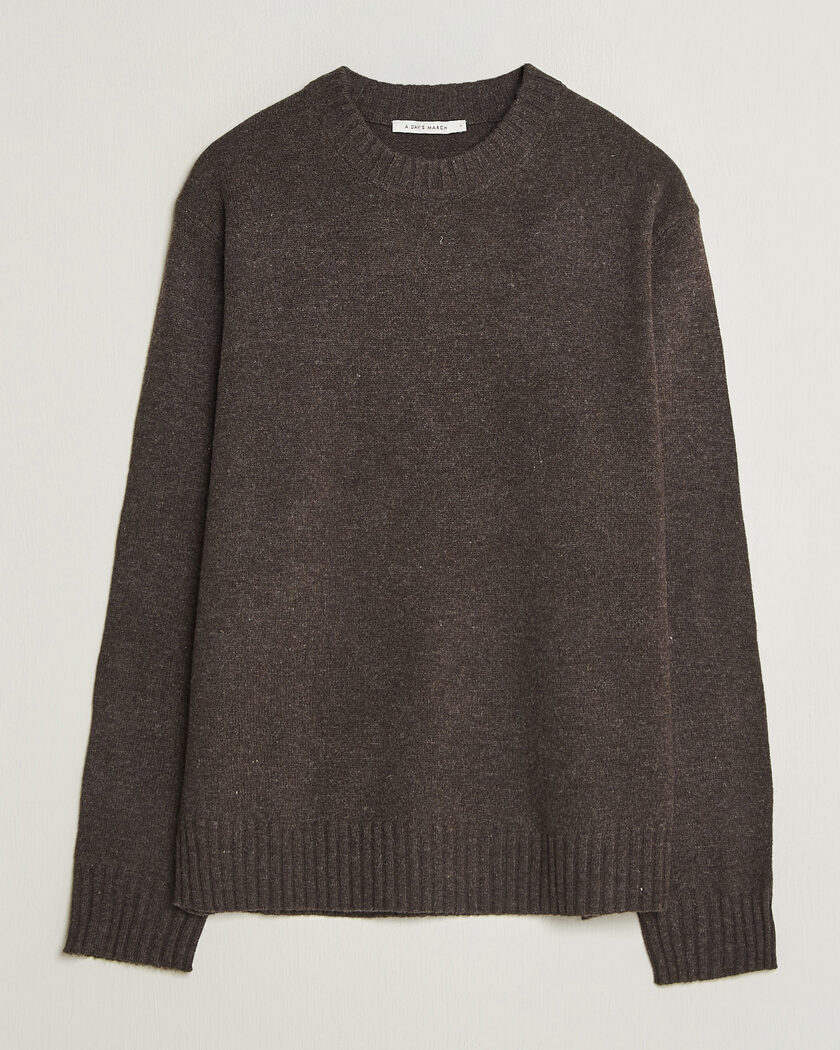 A Day's March Marlow Lambswool Sweater Dark Brown – Brown