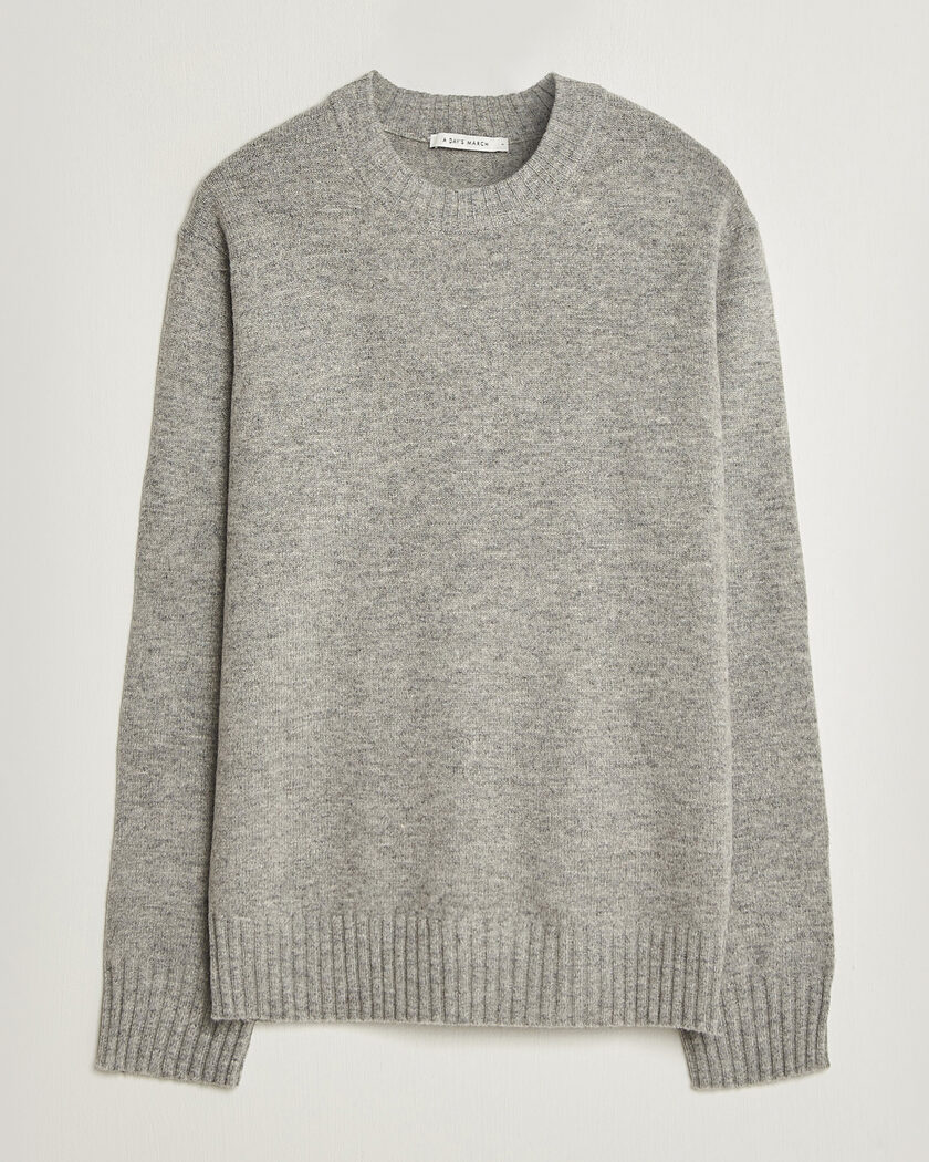 A Day's March Marlow Lambswool Sweater Grey Melange – Grey