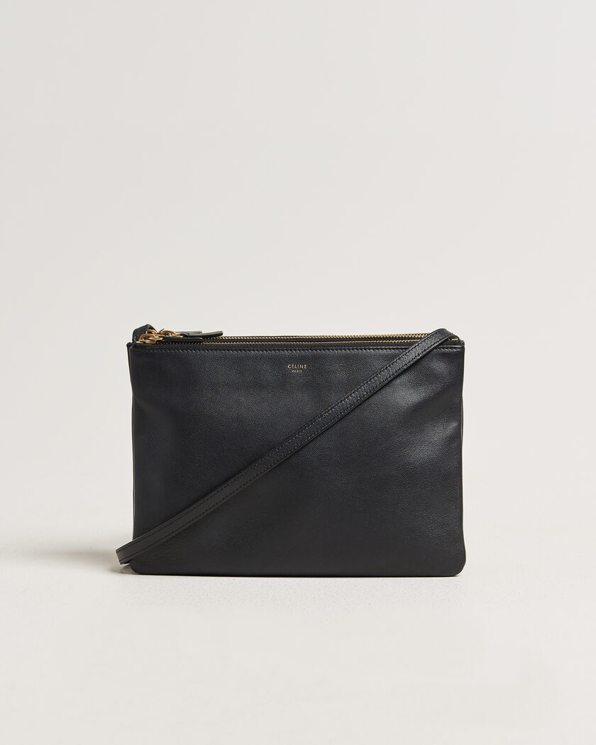  Celine Pre-Owned Trio Bag Medium Leather Black – Black