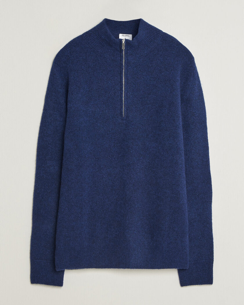Filippa K Andrew Yak Knitted Half Zip Deep Blue – Blue