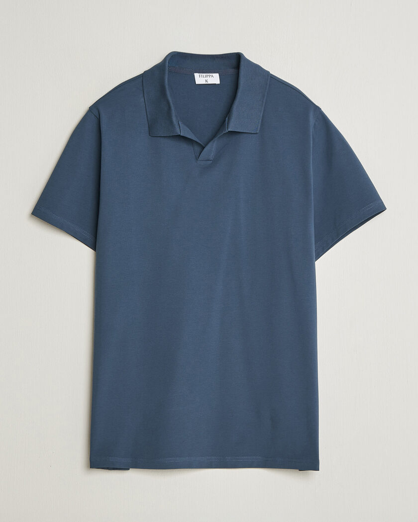Filippa K Soft Lycra Polo T-Shirt Stone Blue – Blue