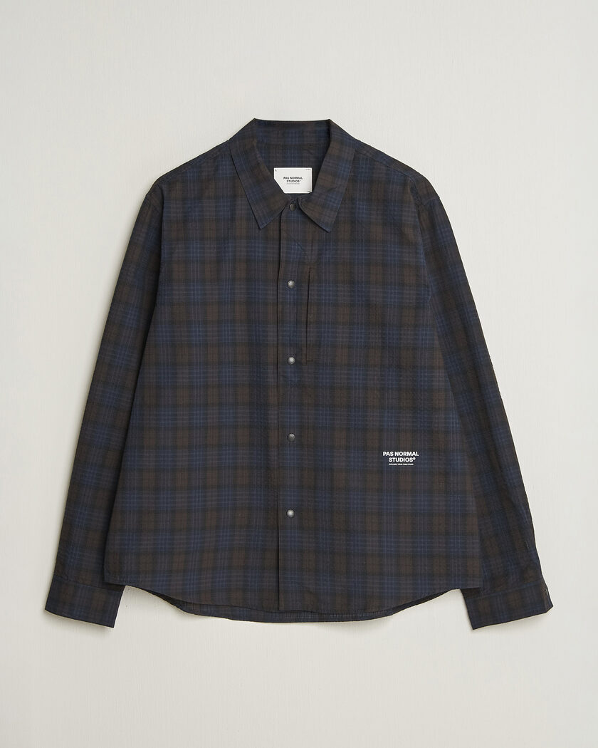 Pas Normal Studios Off-Race Seersucker Shirt Dark Navy – Blue