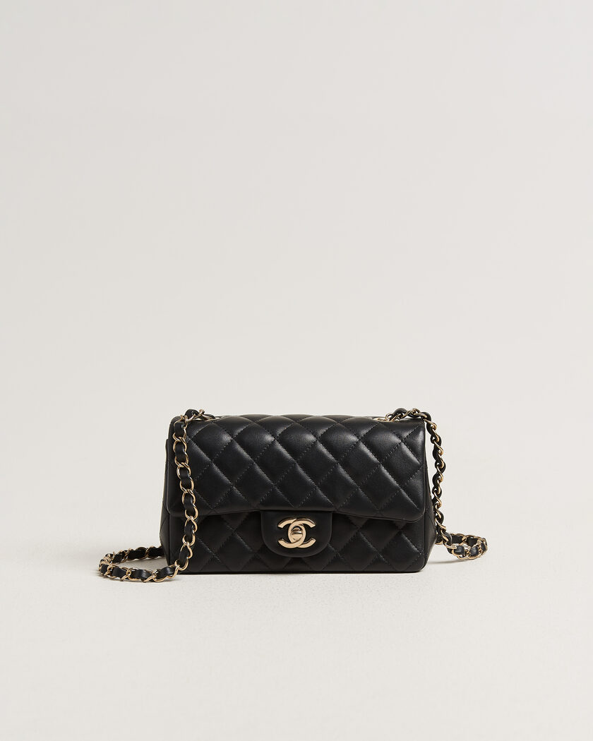Chanel Pre-Owned Classic Mini Rectangular Single Flap Bag Lambskin Black – Black