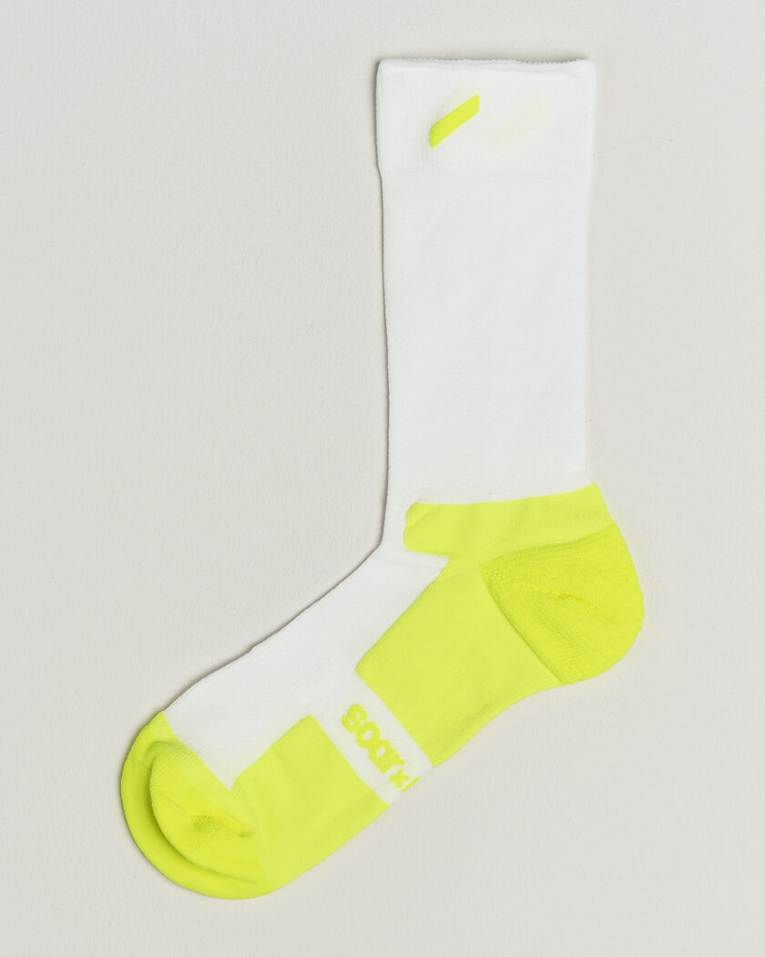 SOAR Running Crew Race Socks White/Fluro Yellow – White