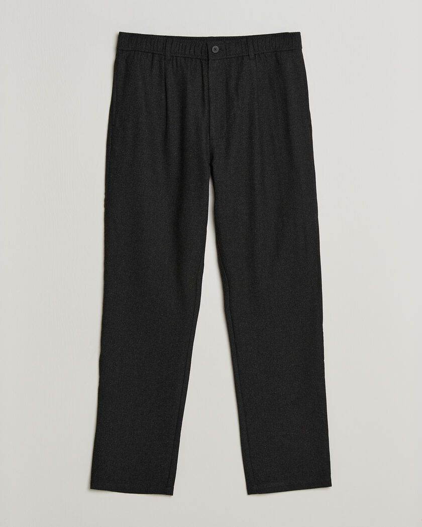Samsøe Samsøe Bertil Flannel Drawstring Trousers Black Melange – Black