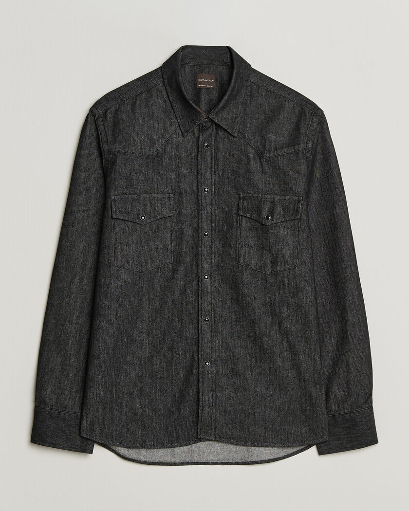 Oscar Jacobson Straight Fit Western Shirt Dark Grey – Grey