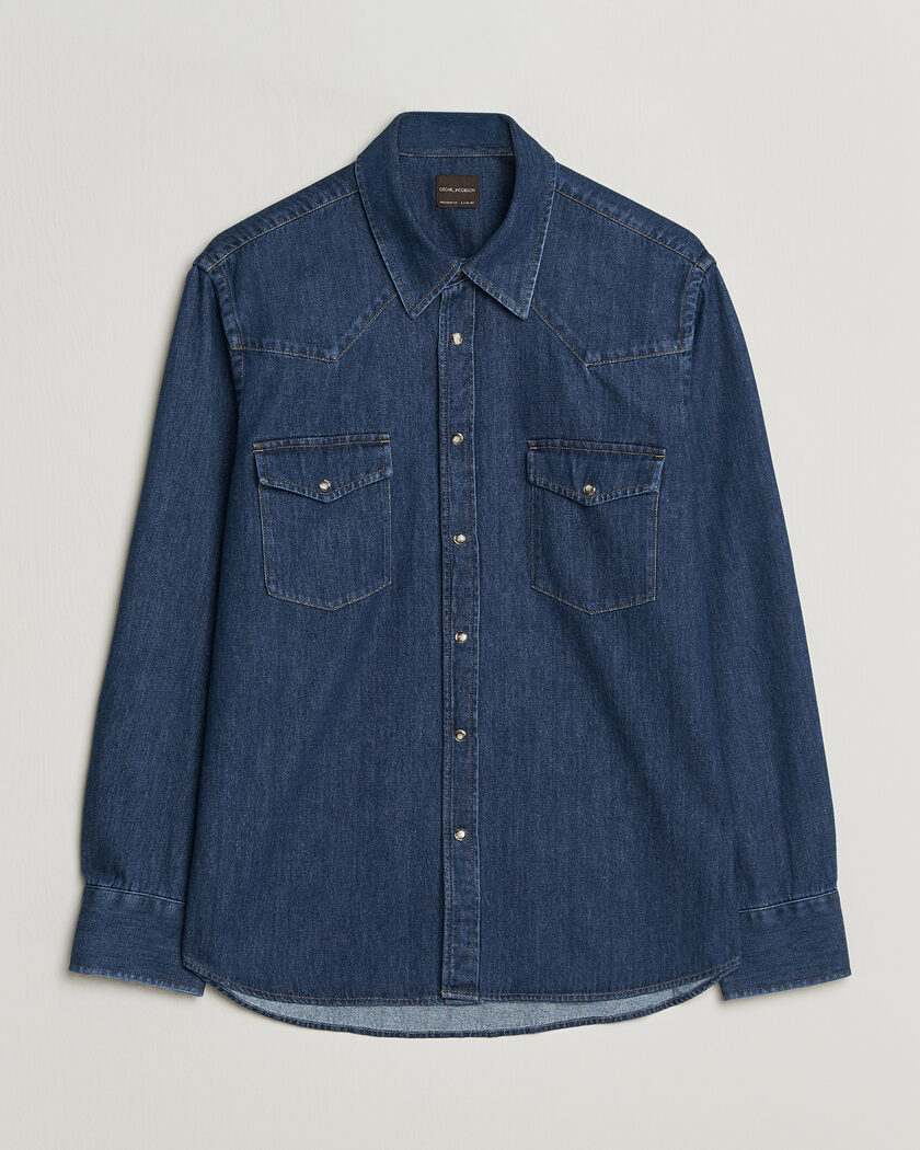 Oscar Jacobson Straight Fit Western Shirt Blue – Blue
