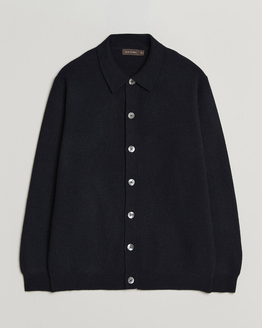 Oscar Jacobson Federico Wool/Cashmere Cardigan Navy – Blue
