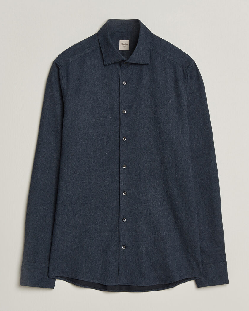 Stenströms Slimline Flannel Shirt Navy – Blue