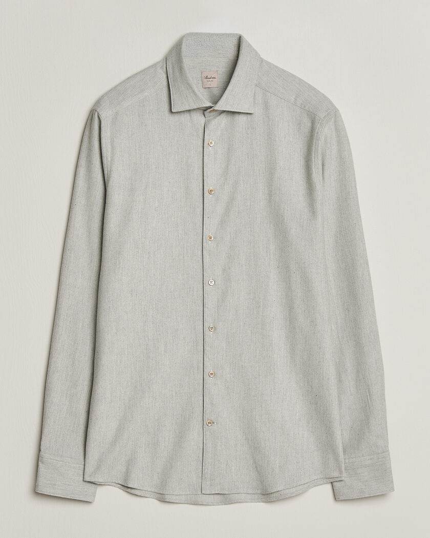 Stenströms Slimline Flannel Shirt Light Grey – Grey