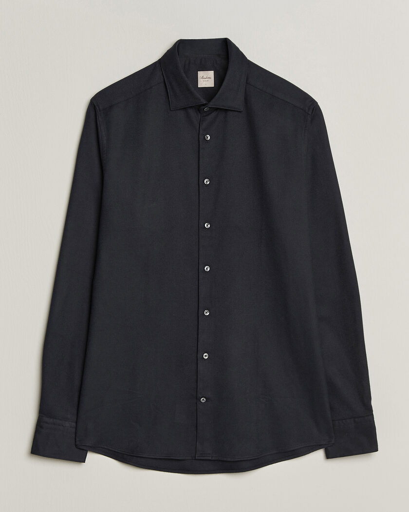 Stenströms Slimline Flannel Shirt Black – Black