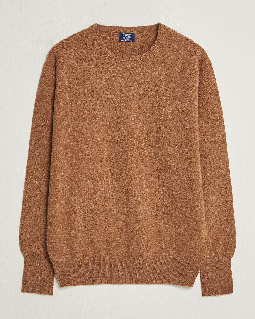 William Lockie Rob Lambswool Crewneck Driftwood – Brown