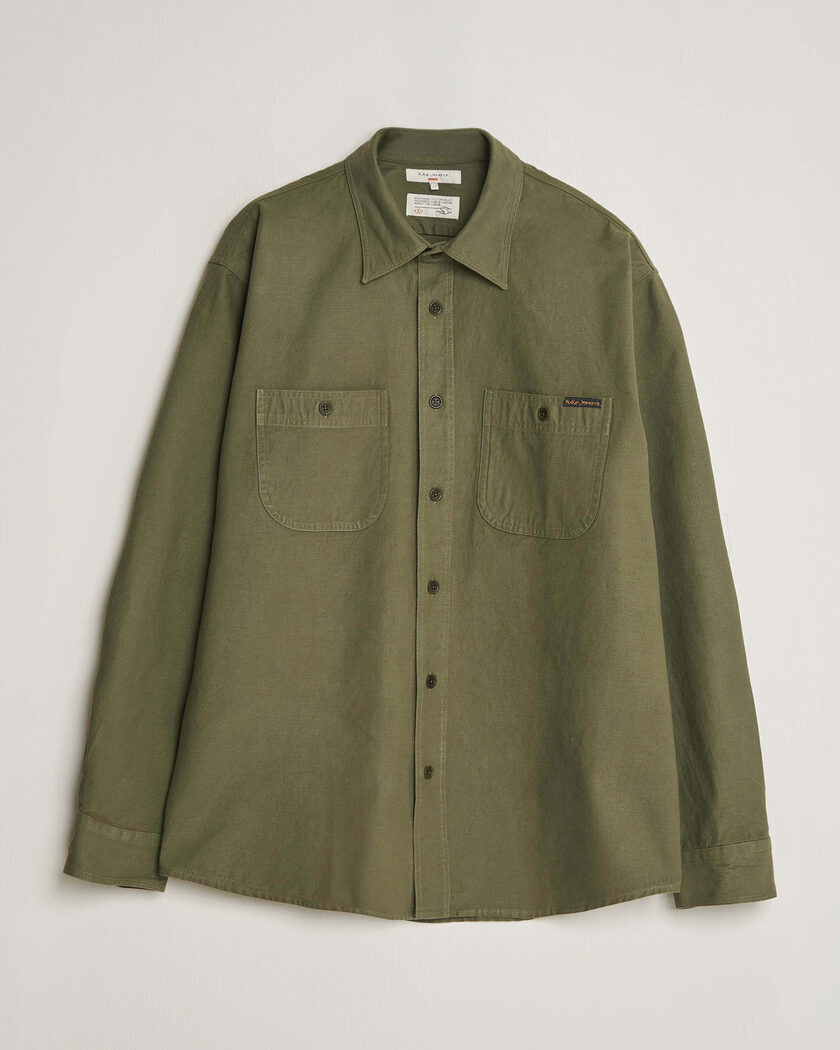 Nudie Jeans Julian Worker Shirt Olive Green – Green