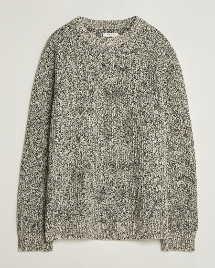 Nudie Jeans August Wool Rib Knitted Sweater Green Melange – Green