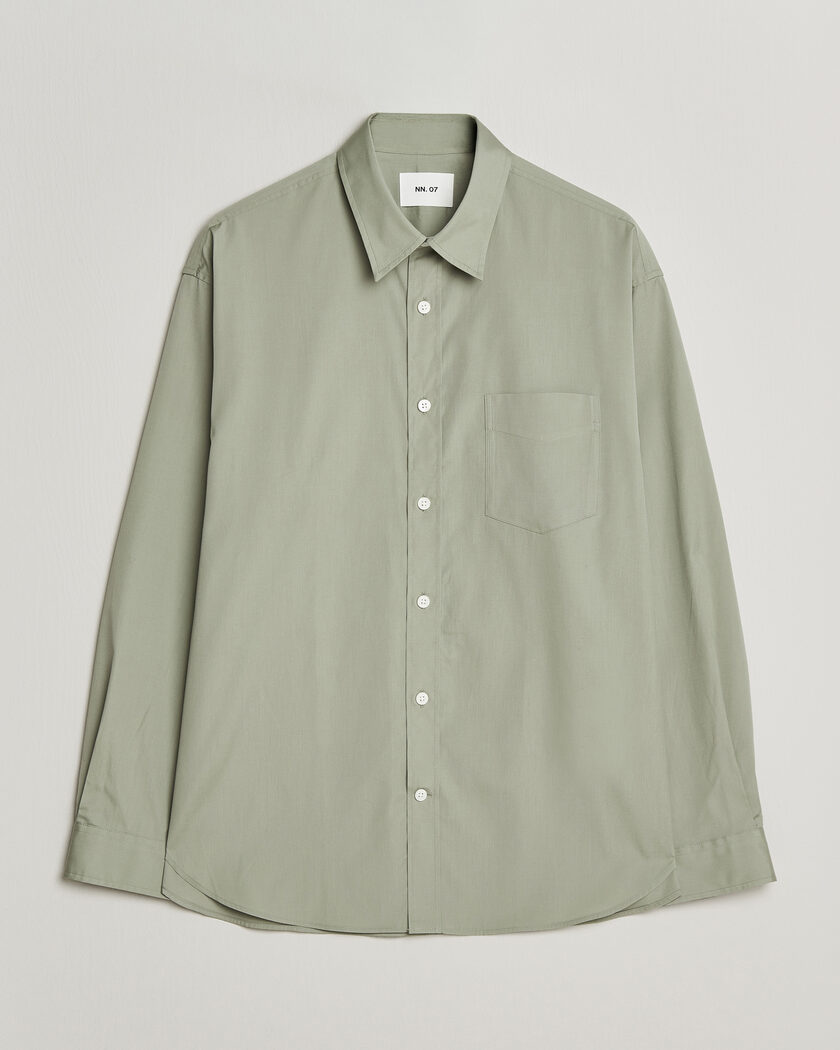 NN07 Skyler Relaxed Fit Supima Cotton Shirt Pale Green – Green
