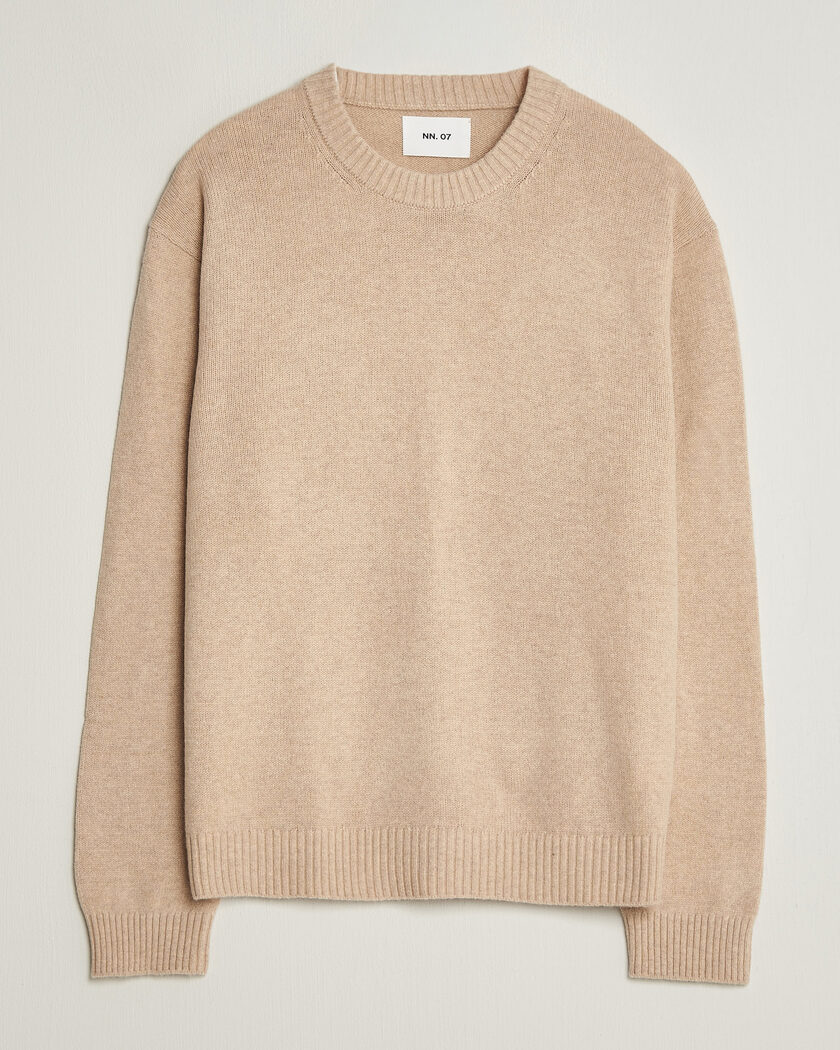NN07 Russel Wool/Cotton Knitted Sweater Ecru – White
