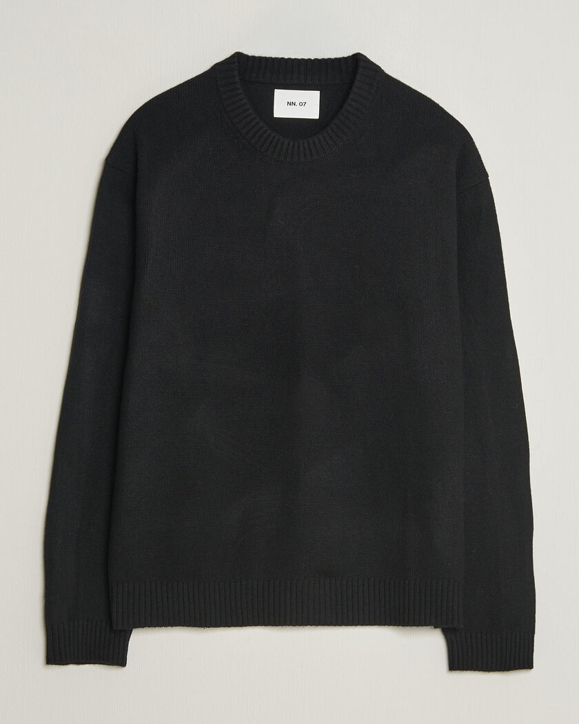 NN07 Russel Wool/Cotton Knitted Sweater Black – Black