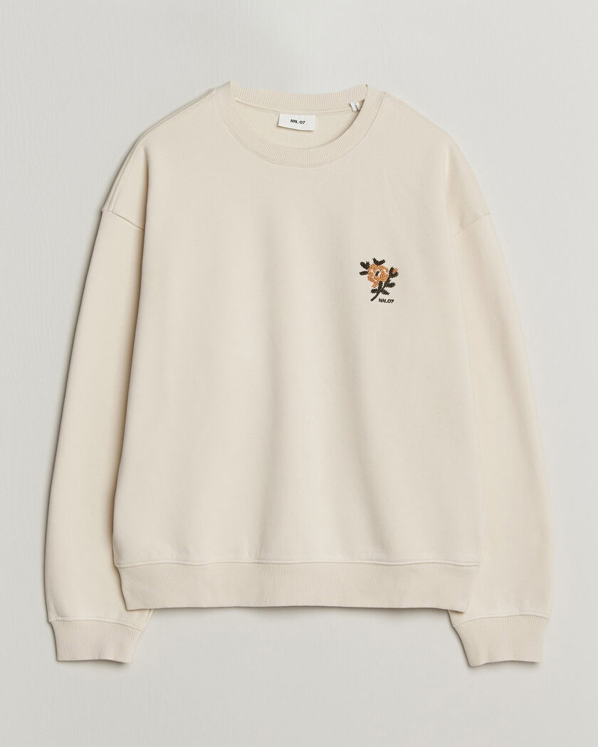 NN07 David Embroidered Sweatshirt Ivory – White