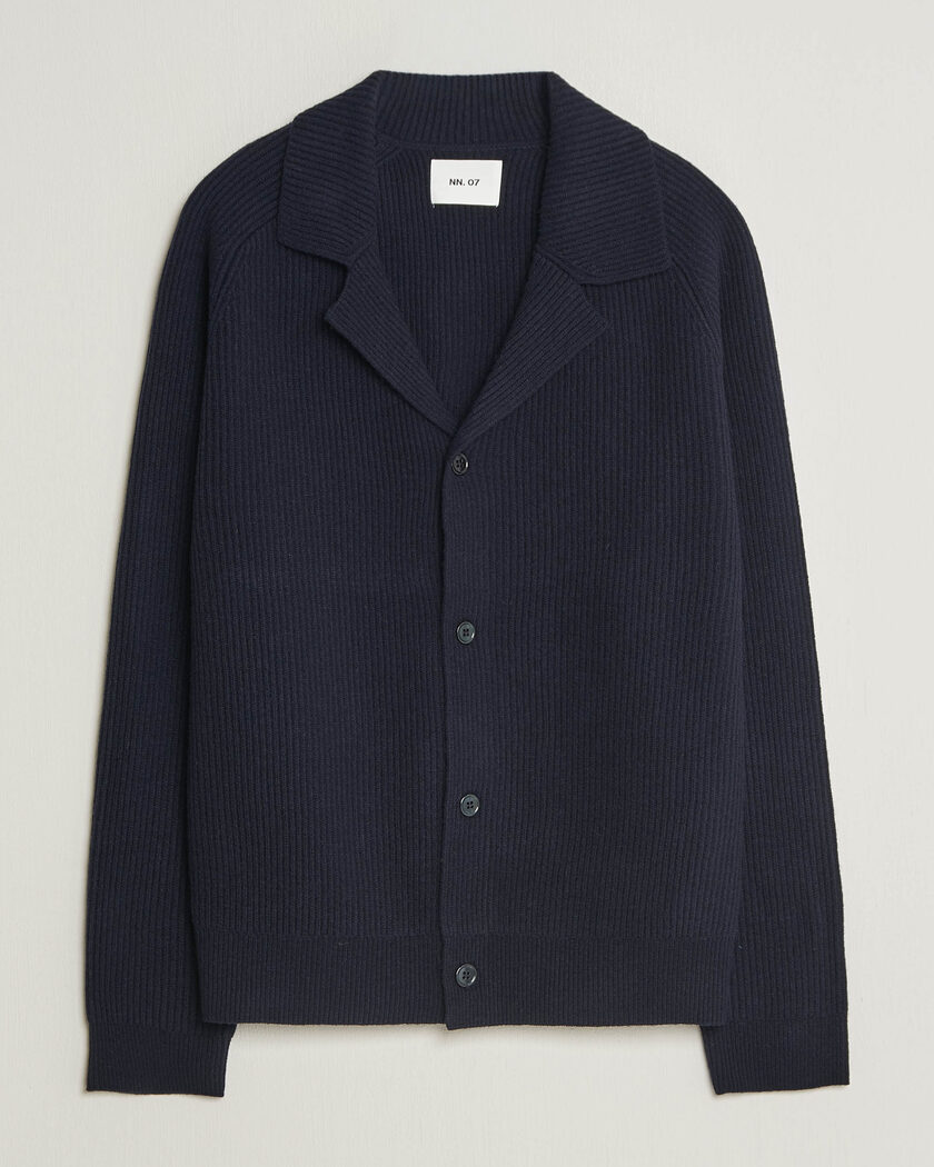 NN07 Shane Wool Knitted Cardigan Navy Blue – Blue