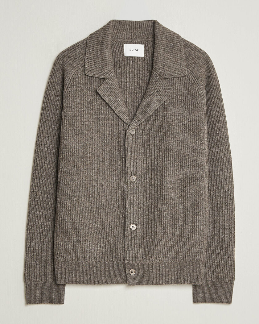NN07 Shane Wool Knitted Cardigan Mable Husk – Brown