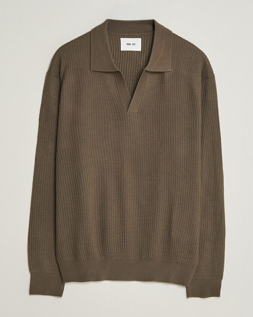  NN07 Nate Wool Knitted Polo Mable Husk – Brown