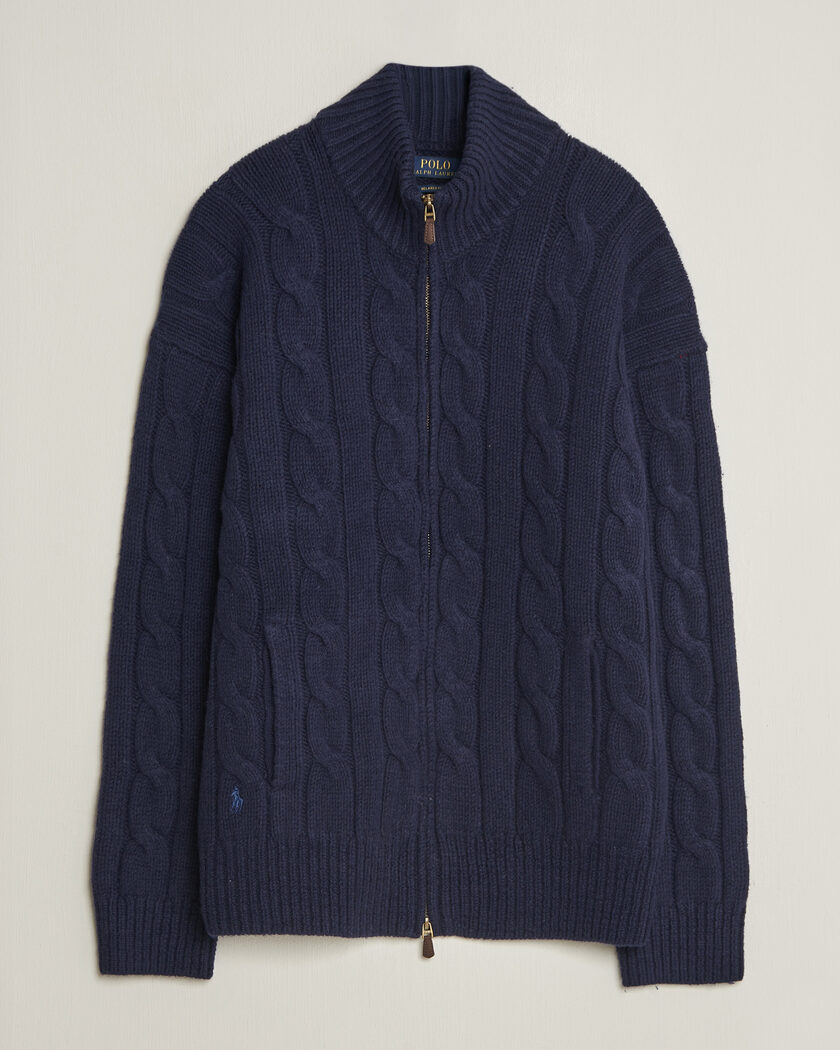 Polo Ralph Lauren Wool/Alpaca Cable Full-Zip Hunter Navy – Blue