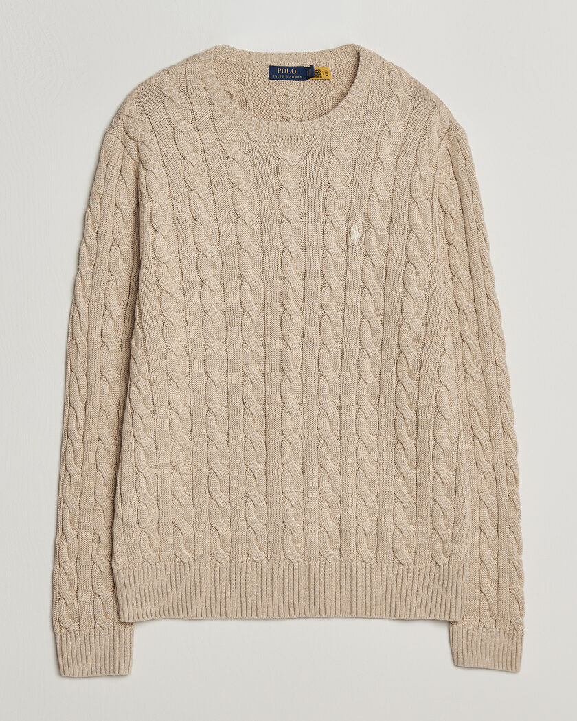 Polo Ralph Lauren Cotton Cable Pullover Jicama Brown Heather – Brown