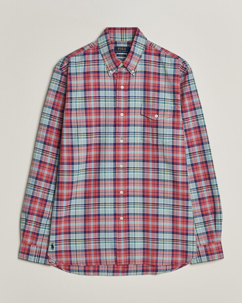 Polo Ralph Lauren Classic Fit Checked Oxford Sport Shirt Red Dusty Blue – Multi-colour