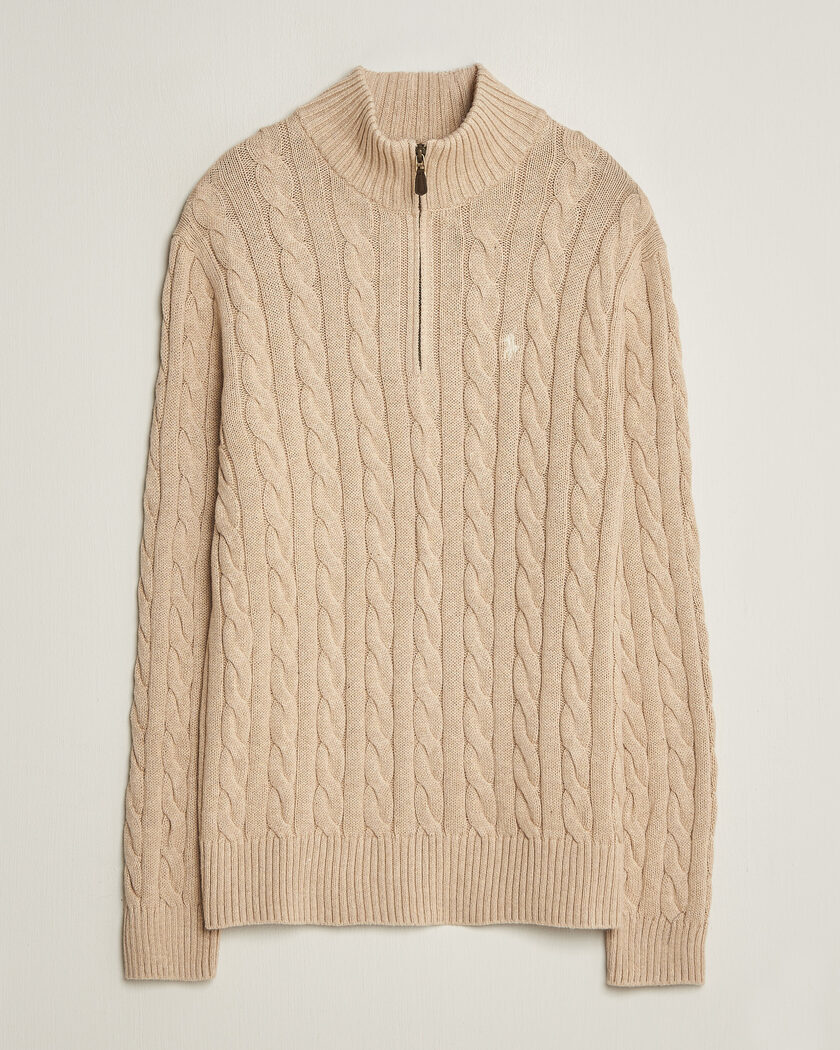 Polo Ralph Lauren Cotton Cable Half Zip Brown Heather – Brown