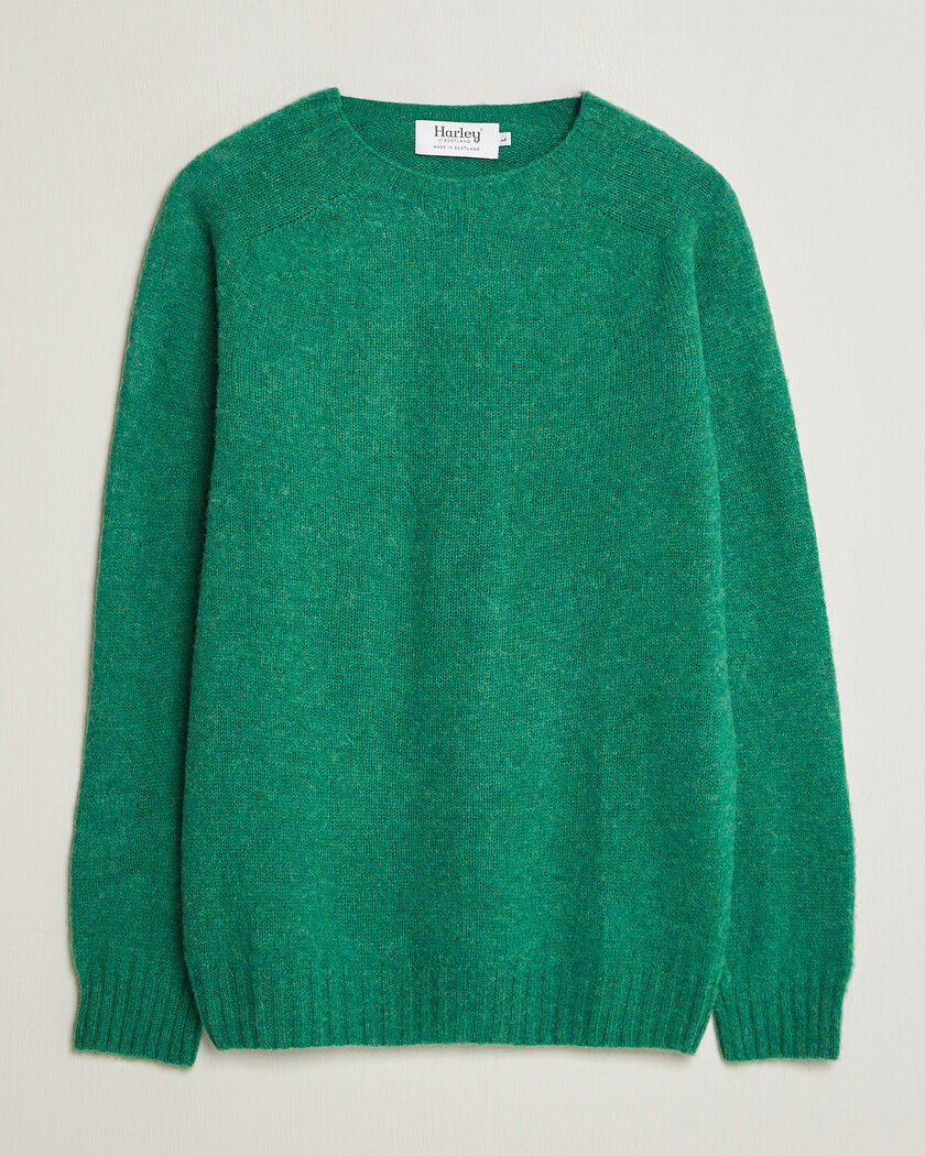 Harley Of Scotland Brushed Supersoft Lambswool Crewneck Evergreen – Green