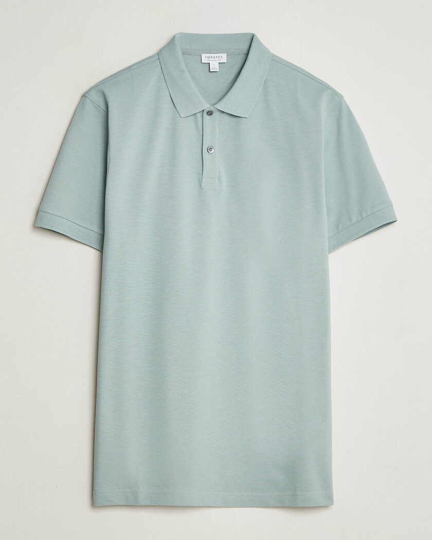 Sunspel Short Sleeve Pique Polo Light Green – Green