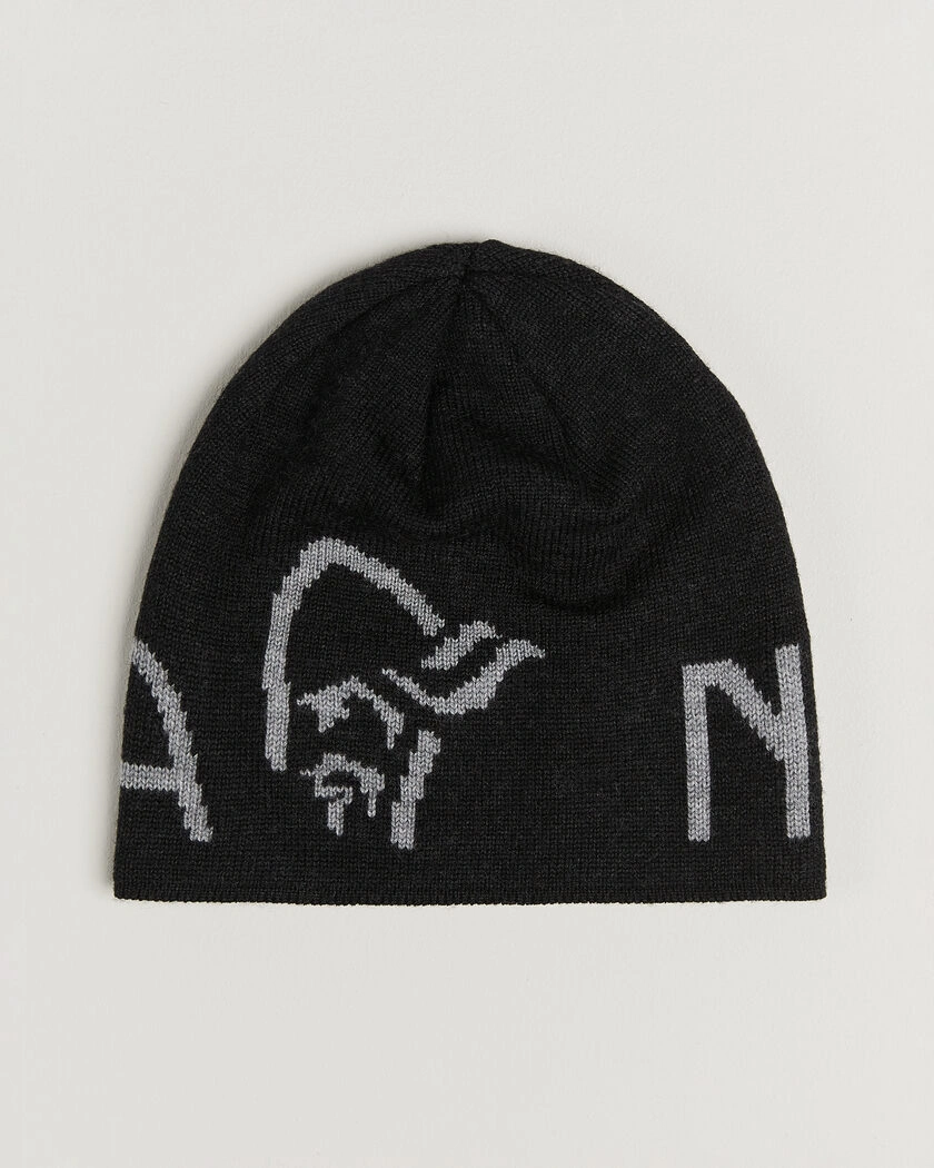  Norrøna Mid Merino Wool Logo Beanie Caviar Melange – Black