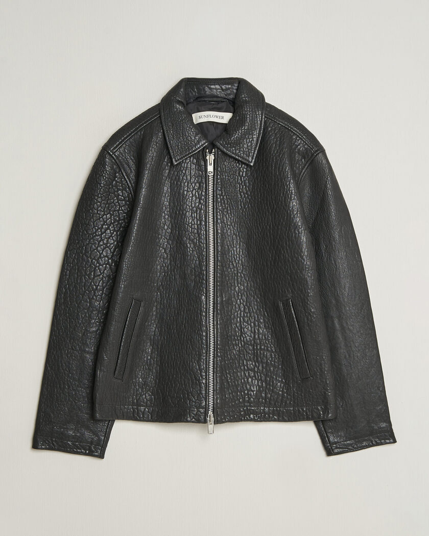 Sunflower Short Leather Jacket Black – Black
