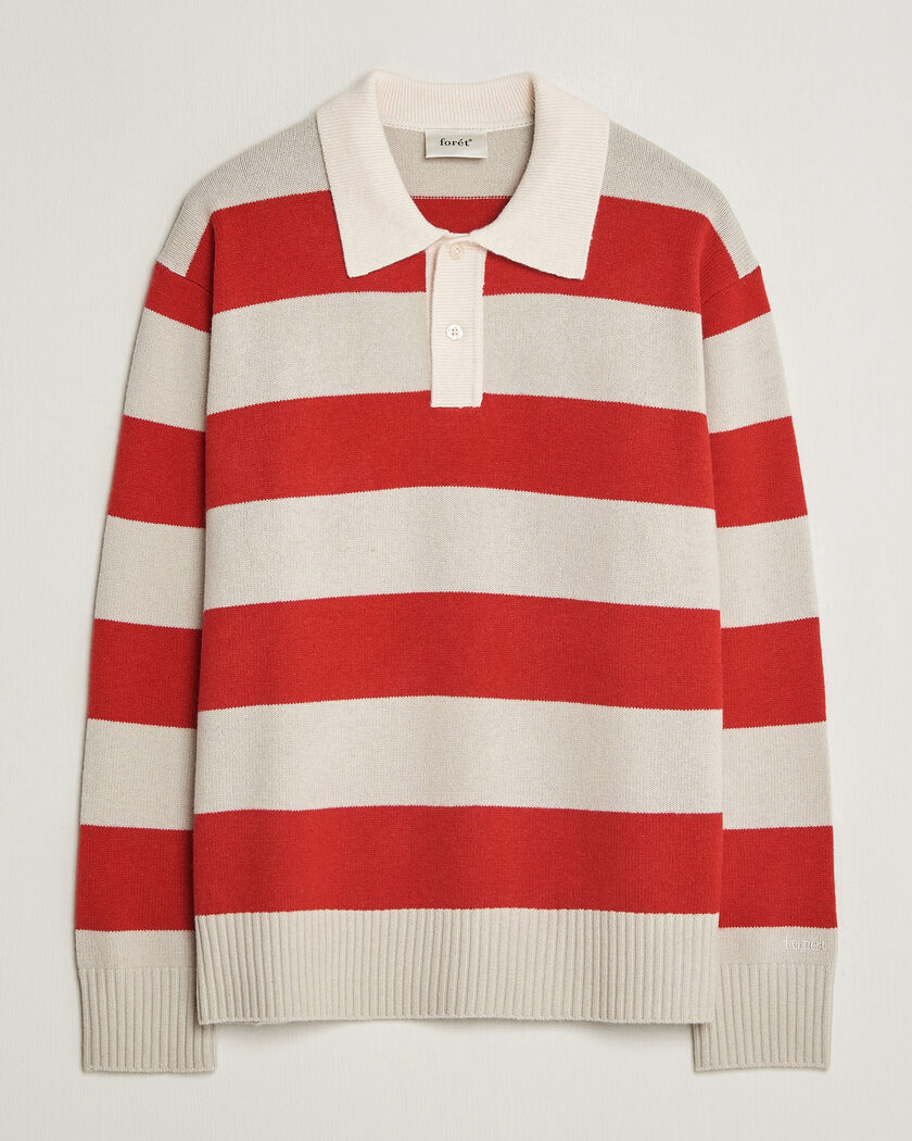 Forét Frost Stripe Knit Polo Red – Red