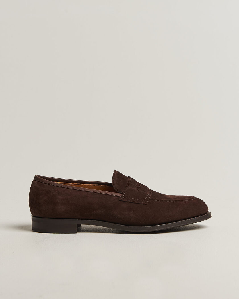 Edward Green Piccadilly Penny Loafer Mink Suede – Brown