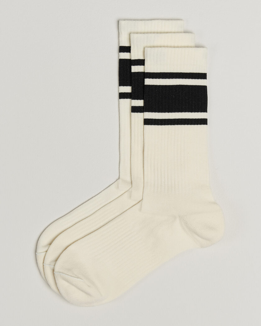 Sweyd 3-Pack Triple Stripe Cotton Socks White/Black – White