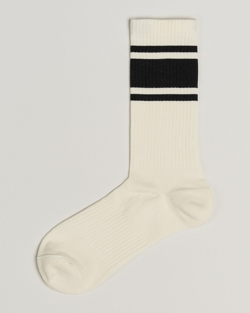 Sweyd Triple Stripe Cotton Socks White/Black – White