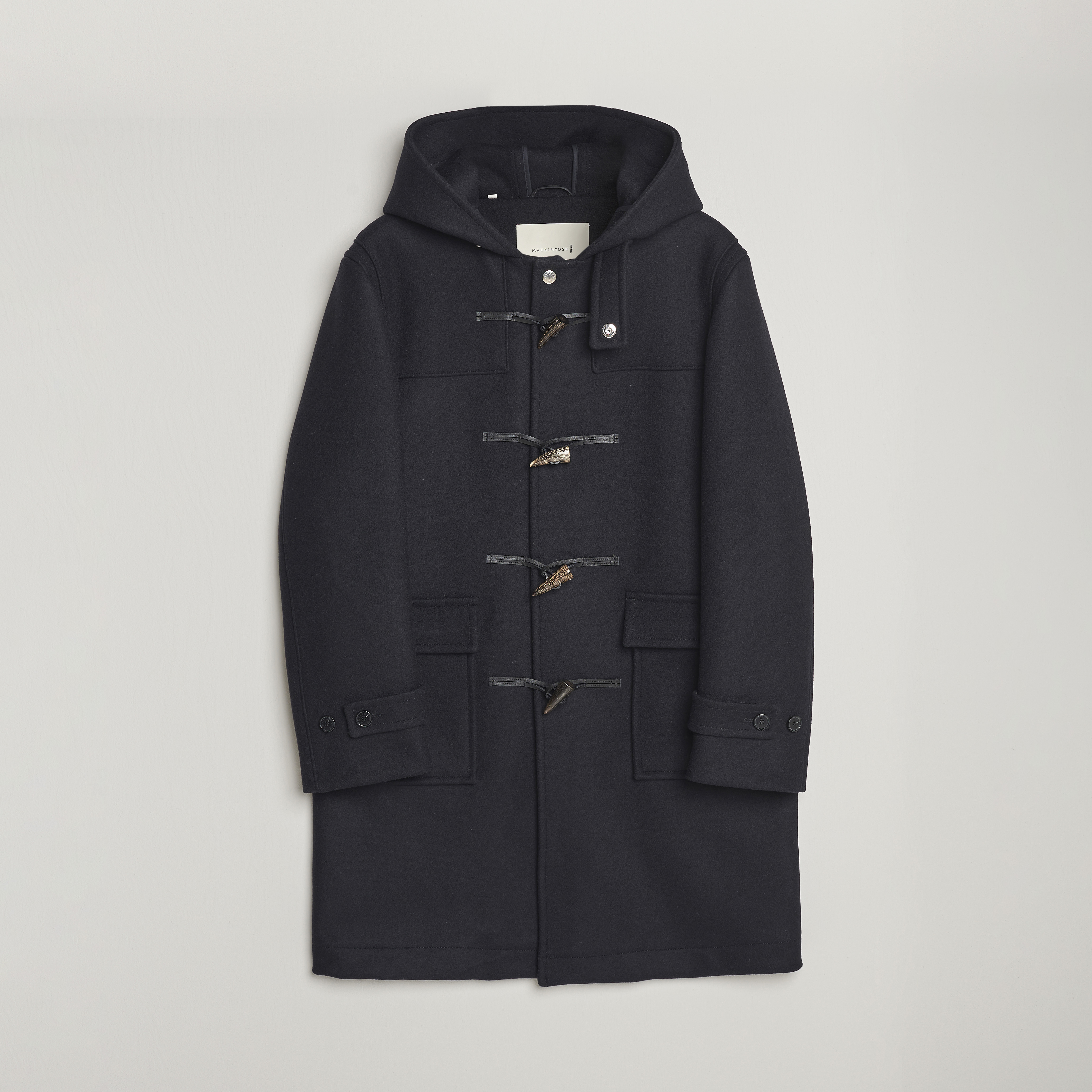 Mackintosh Weir Wool Hooded Duffle Navy at