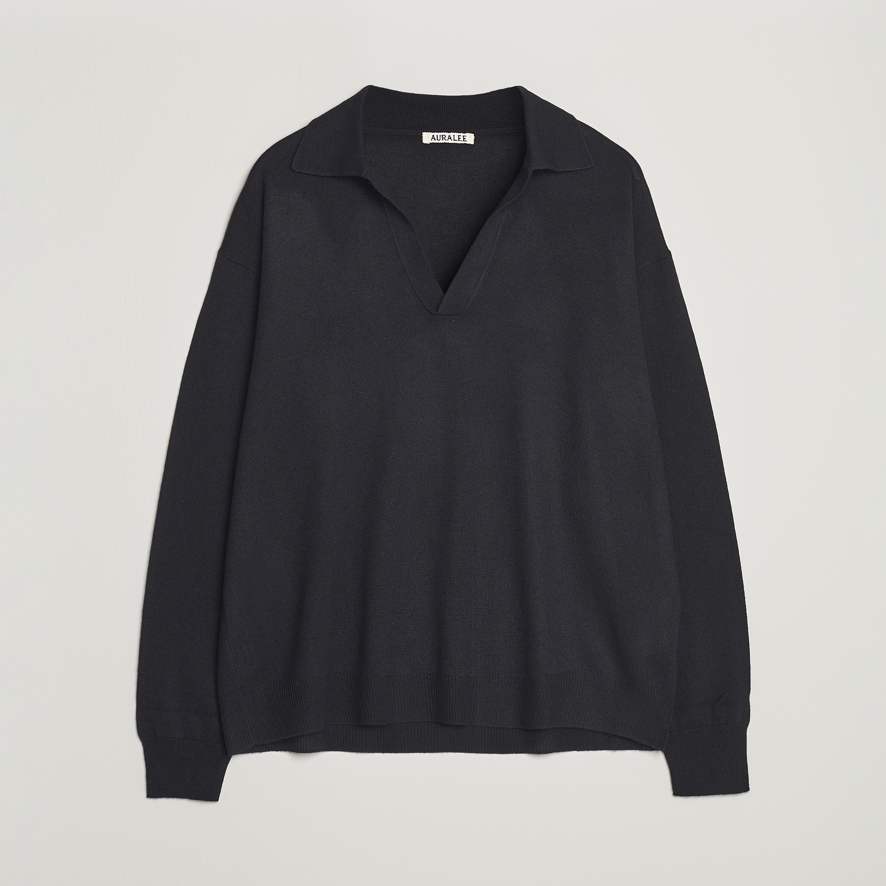 Auralee Cashmere/Silk Skipper Polo Black at CareOfCarl.com