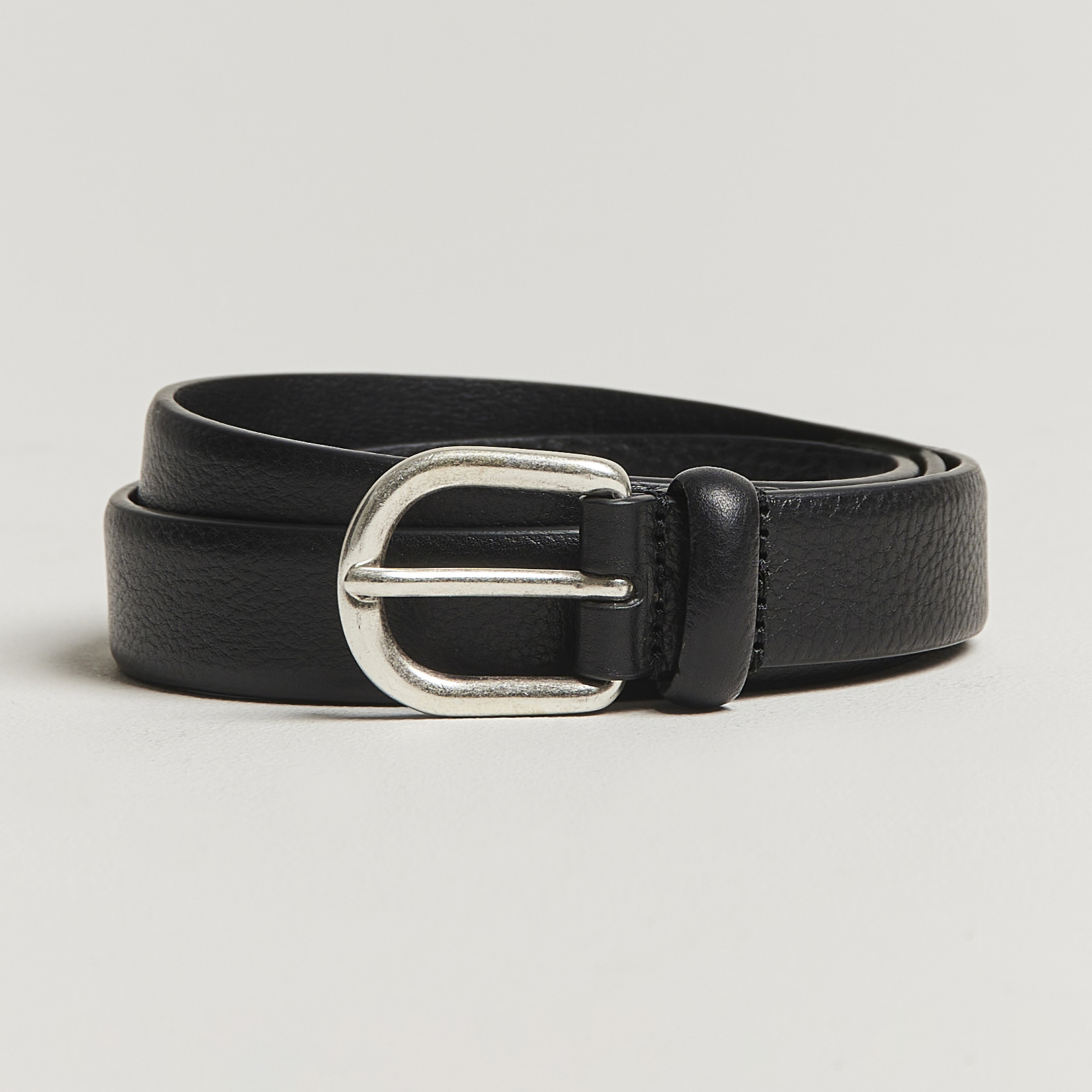 Anderson's Grained Leather Belt 2,5 cm Black at CareOfCarl.com