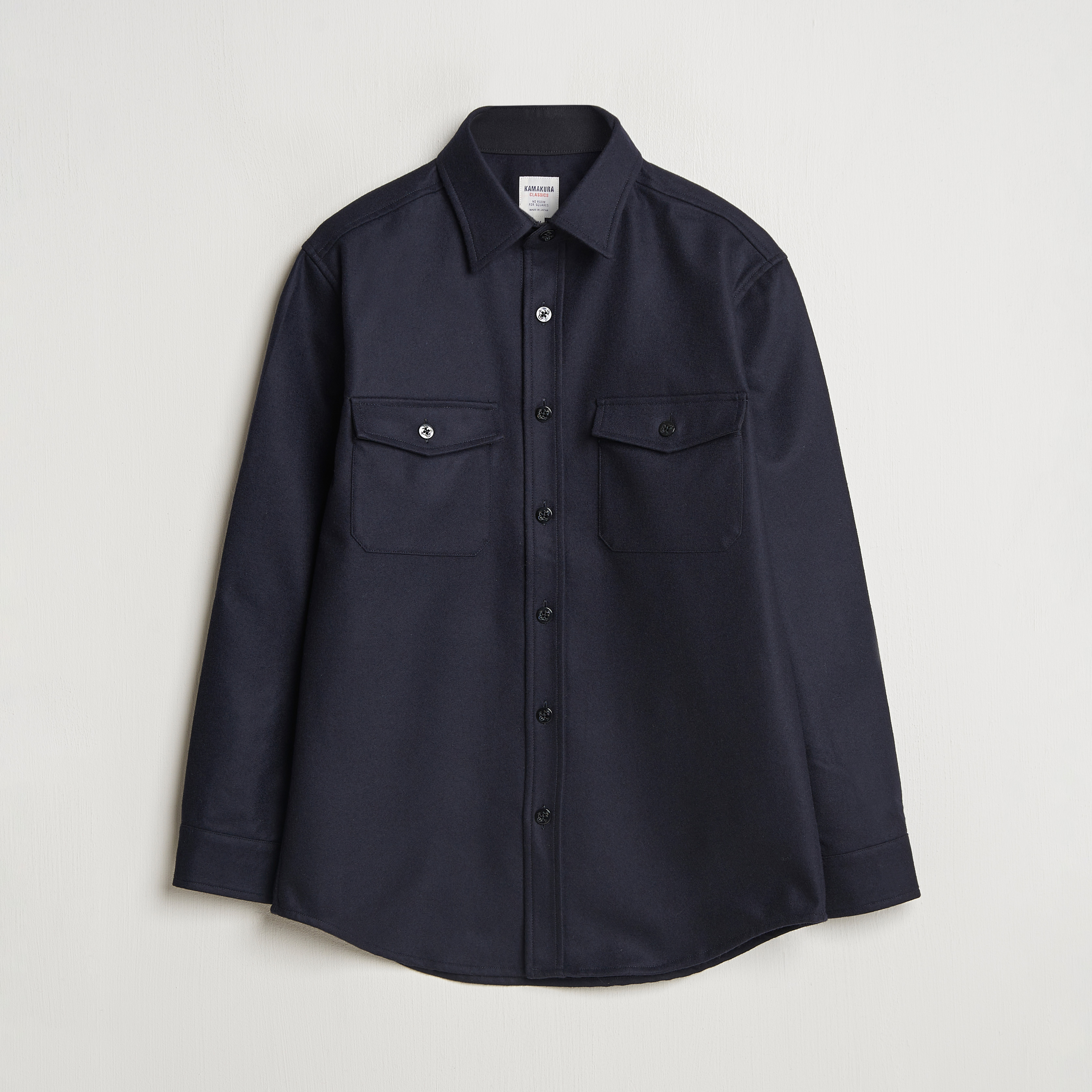 Kamakura Shirts Wool Flannel CPO Shirt Navy at CareOfCarl.com