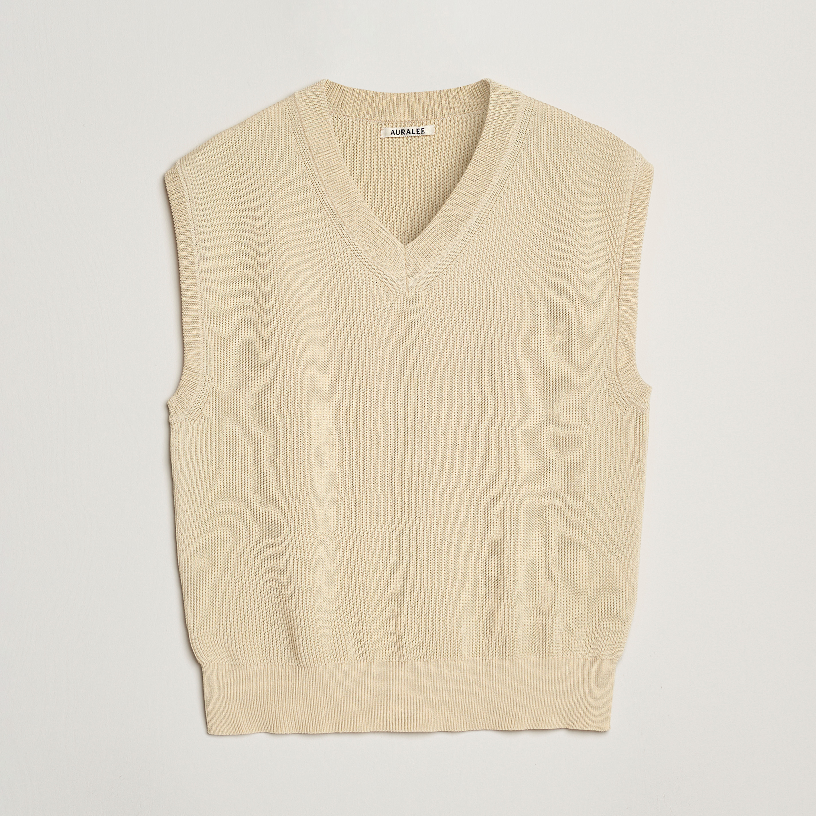 Auralee Rib Knit Vest Ivory at CareOfCarl.com