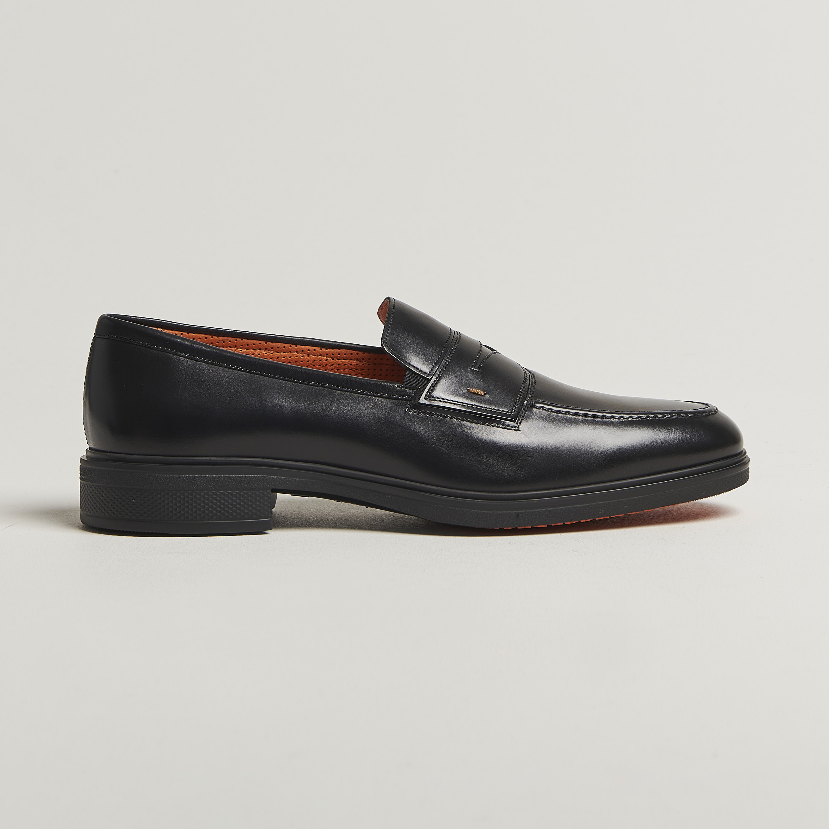 Santoni Easy Penny Loafer Black Calf at CareOfCarl.com