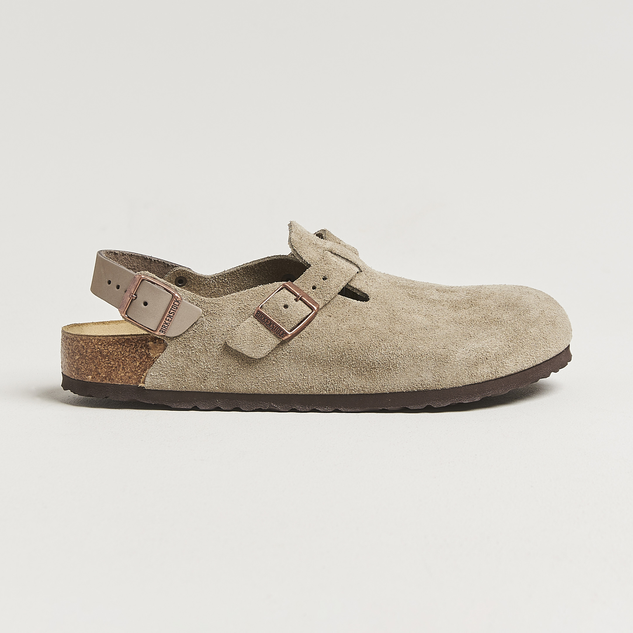 BIRKENSTOCK Tokio Classic Footbed Taupe Suede at CareOfCarl.com
