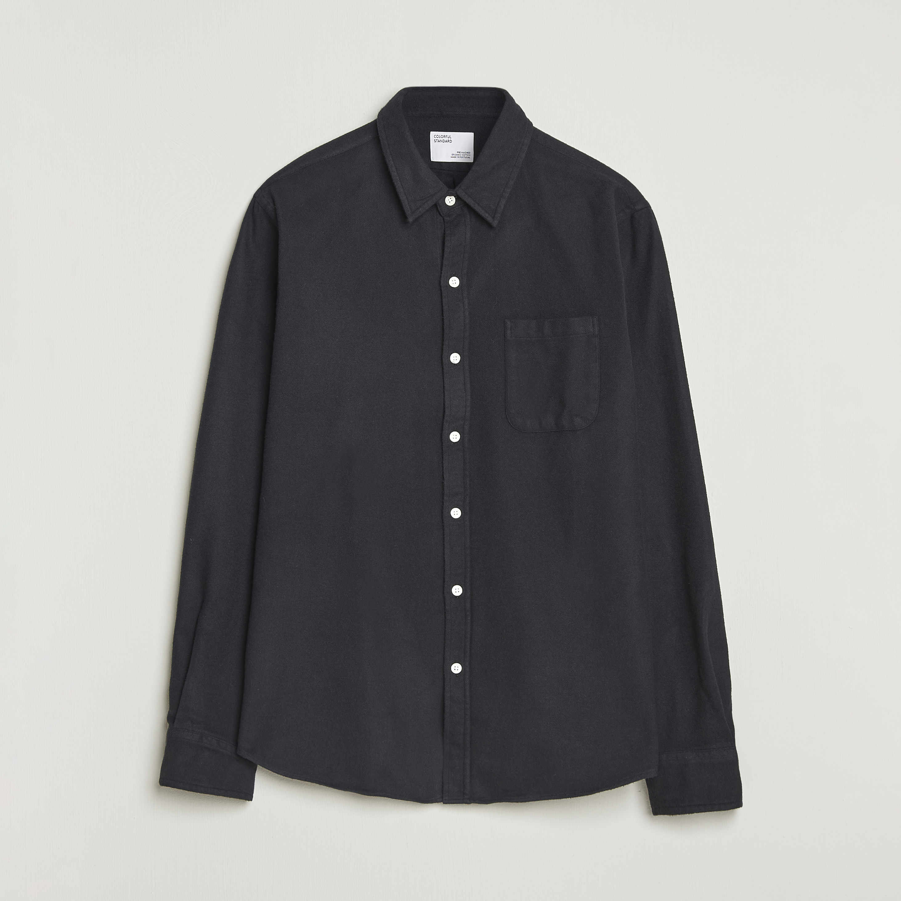 Colorful Standard Organic Flannel Shirt Deep Black at CareOfCarl