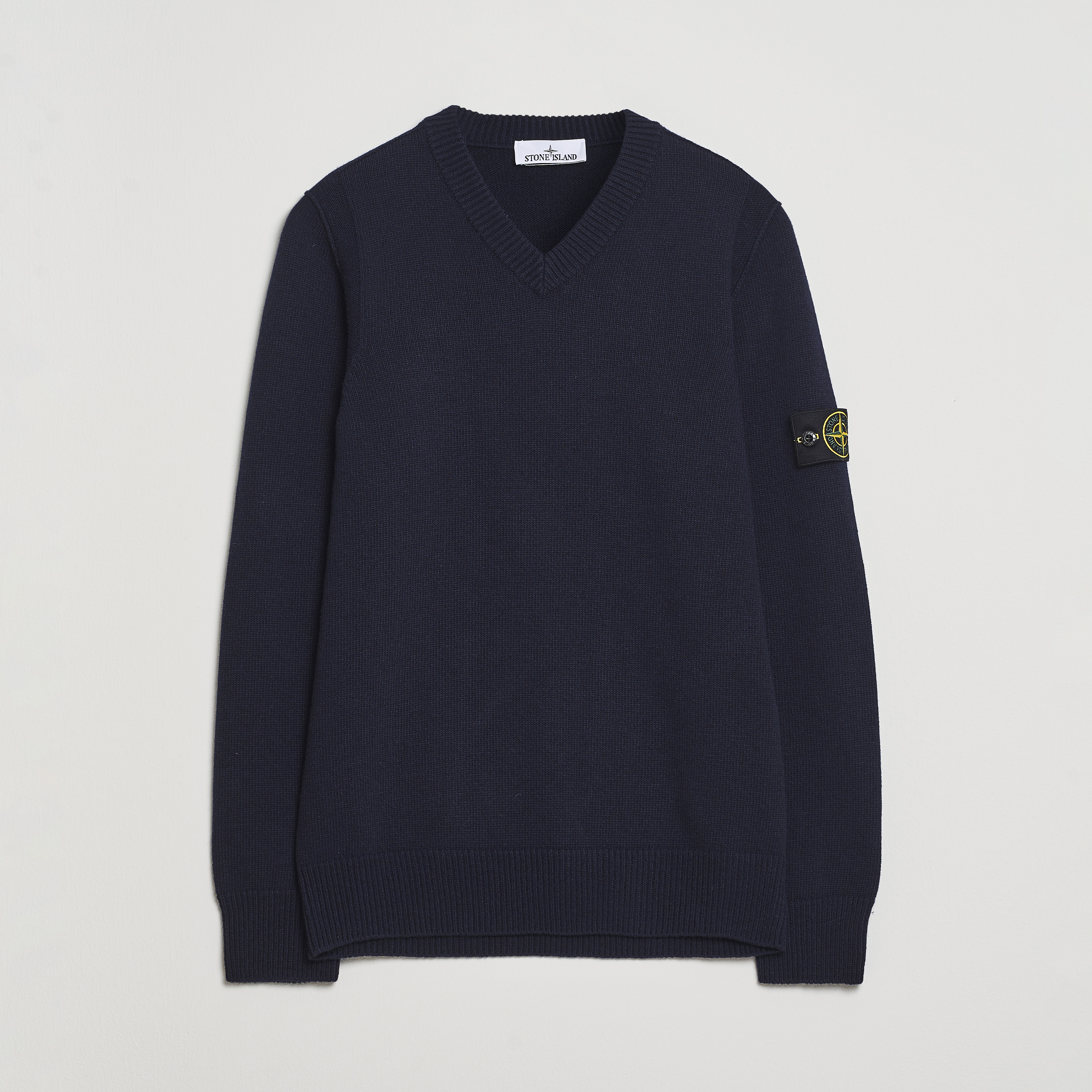 Stone Island Knitted Lambswool V-Neck Navy at CareOfCarl.com